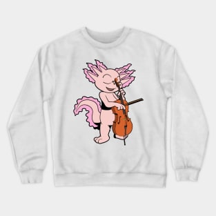 Comic axolotl plays cello Crewneck Sweatshirt